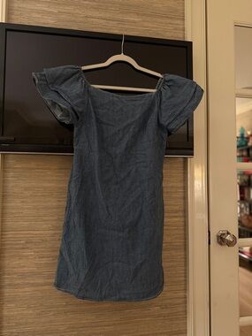 Alice + Olivia Denim Blue Puff Sleeve Mini Dress